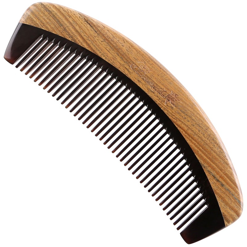 Breezelike Hair Comb - Wooden Fine Tooth Comb for Women, Men and Kids - No Static Sandalwood Buffalo Horn Comb - Image 1